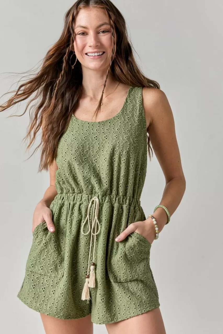 Francesca's Abegail Strappy Crochet Romper