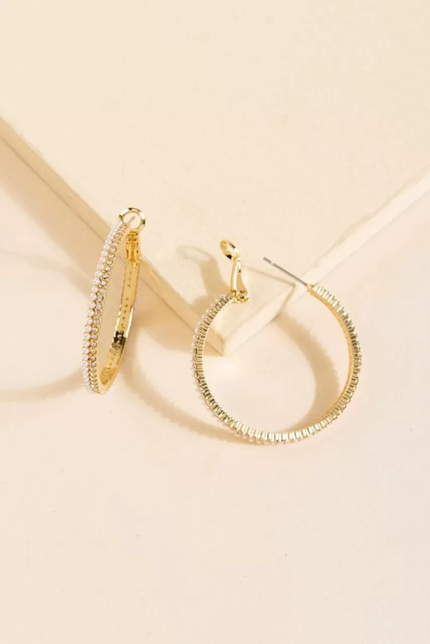 Francesca's Ada Pave Crystal & Pear Hoop Earrings