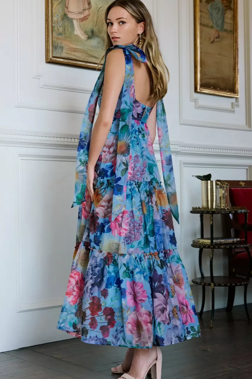 Francesca's Alahna Tiered Floral Maxi Dress