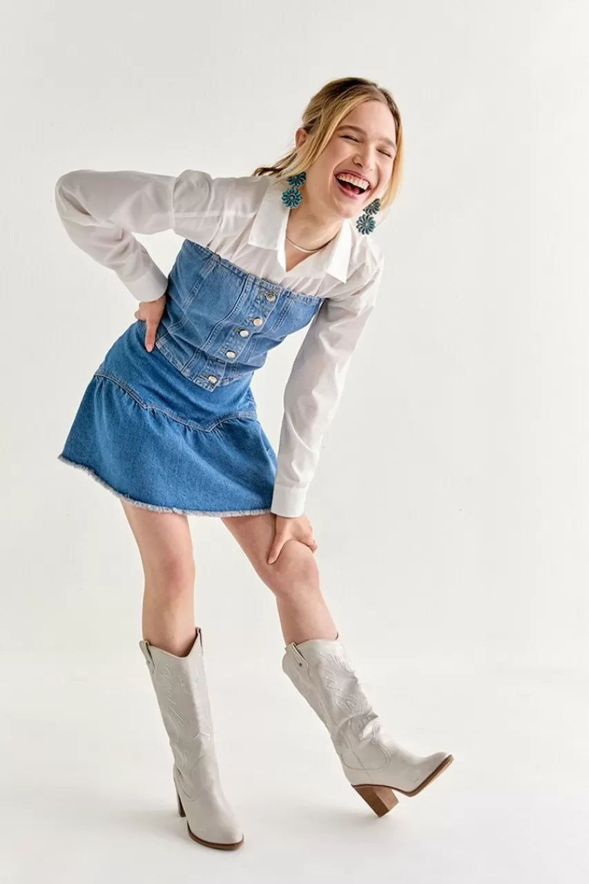 Francesca's Alberta Fancy Yoke Denim Mini Skirt