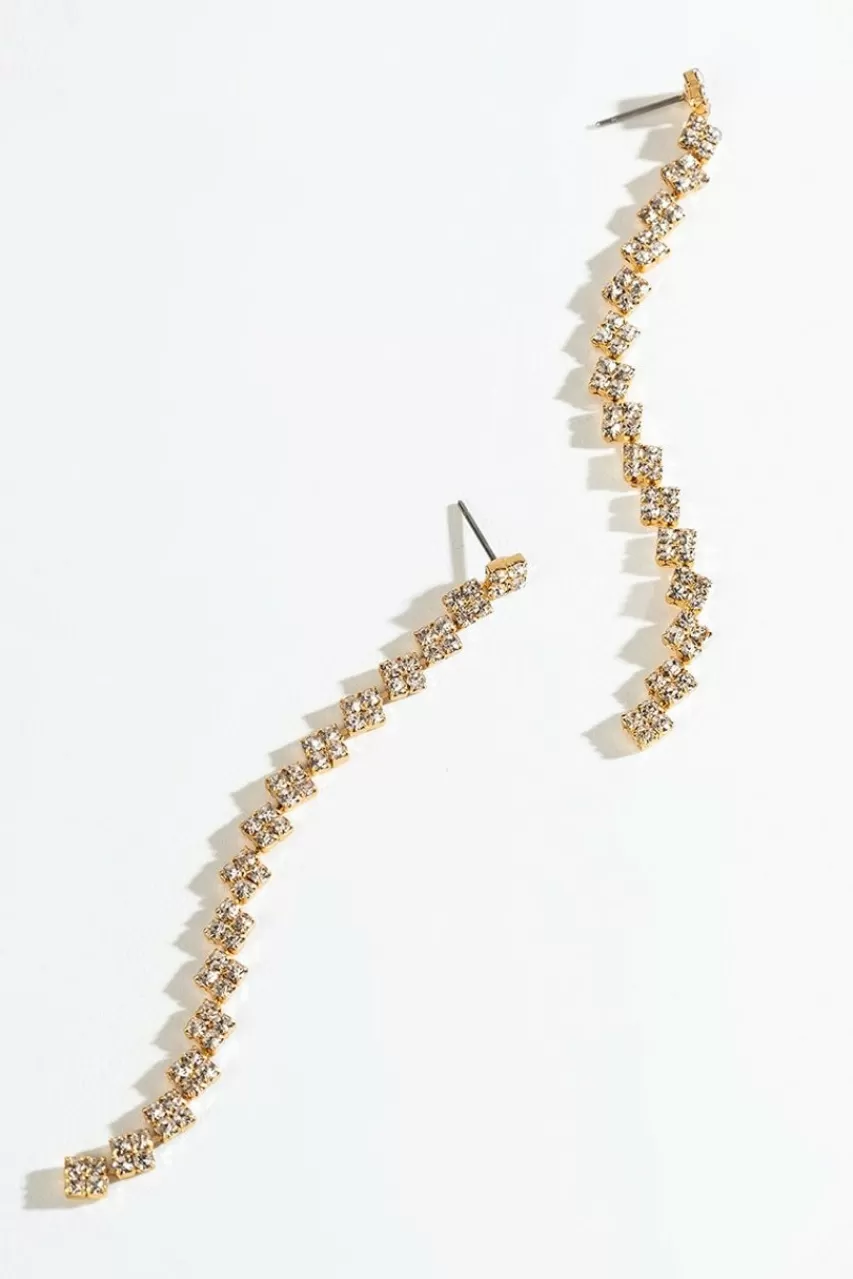 Francesca's Alessia Pave Squares Linear Earrings