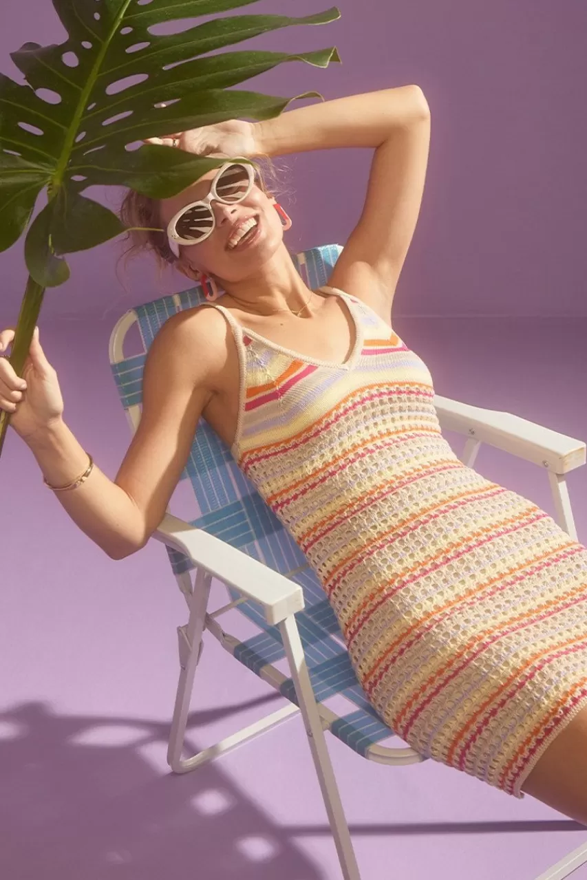 Francesca's Alethea Stripe Crochet Dress Cover Up