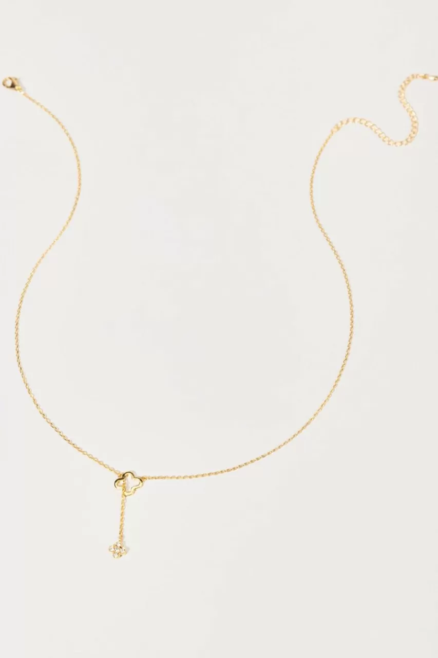 Francesca's Alice Cz Pull Through Clover Pendant Y Necklace