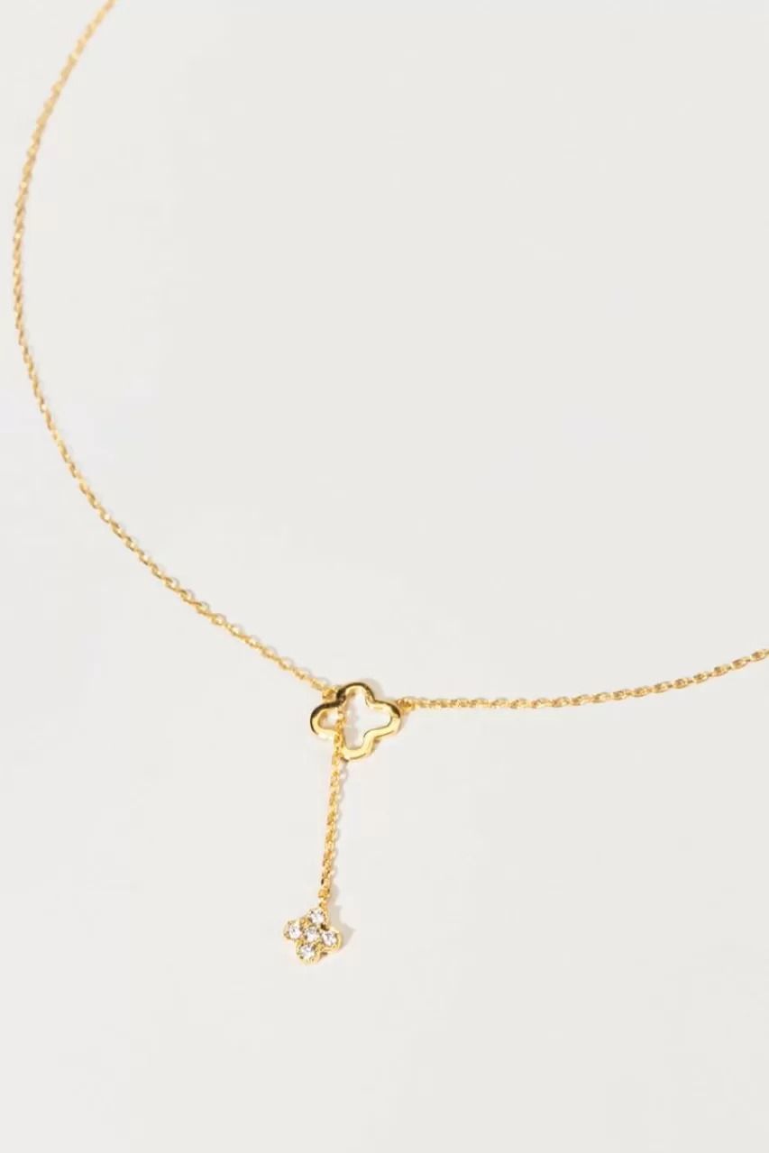 Francesca's Alice Cz Pull Through Clover Pendant Y Necklace