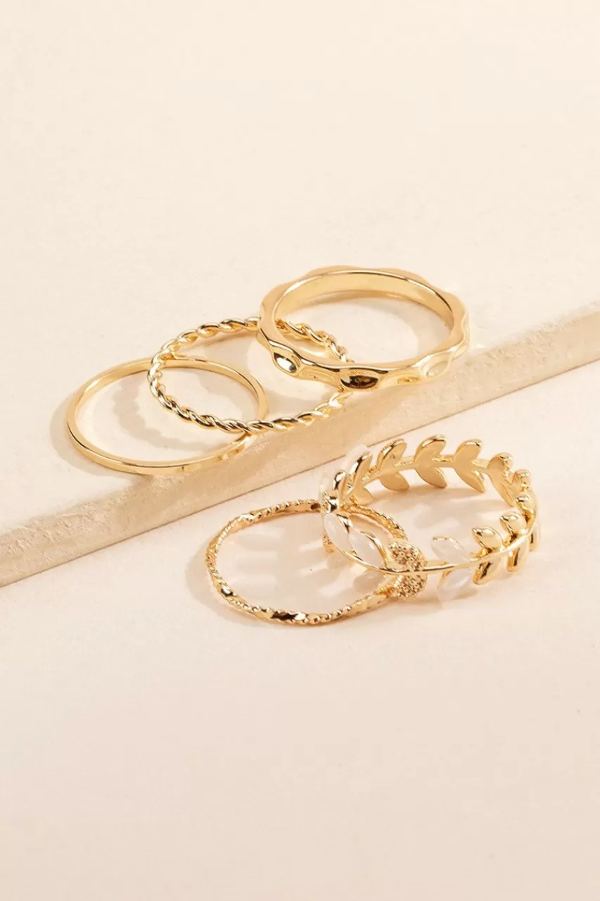 Francesca's Alisha Cateye Leaf Ring Set