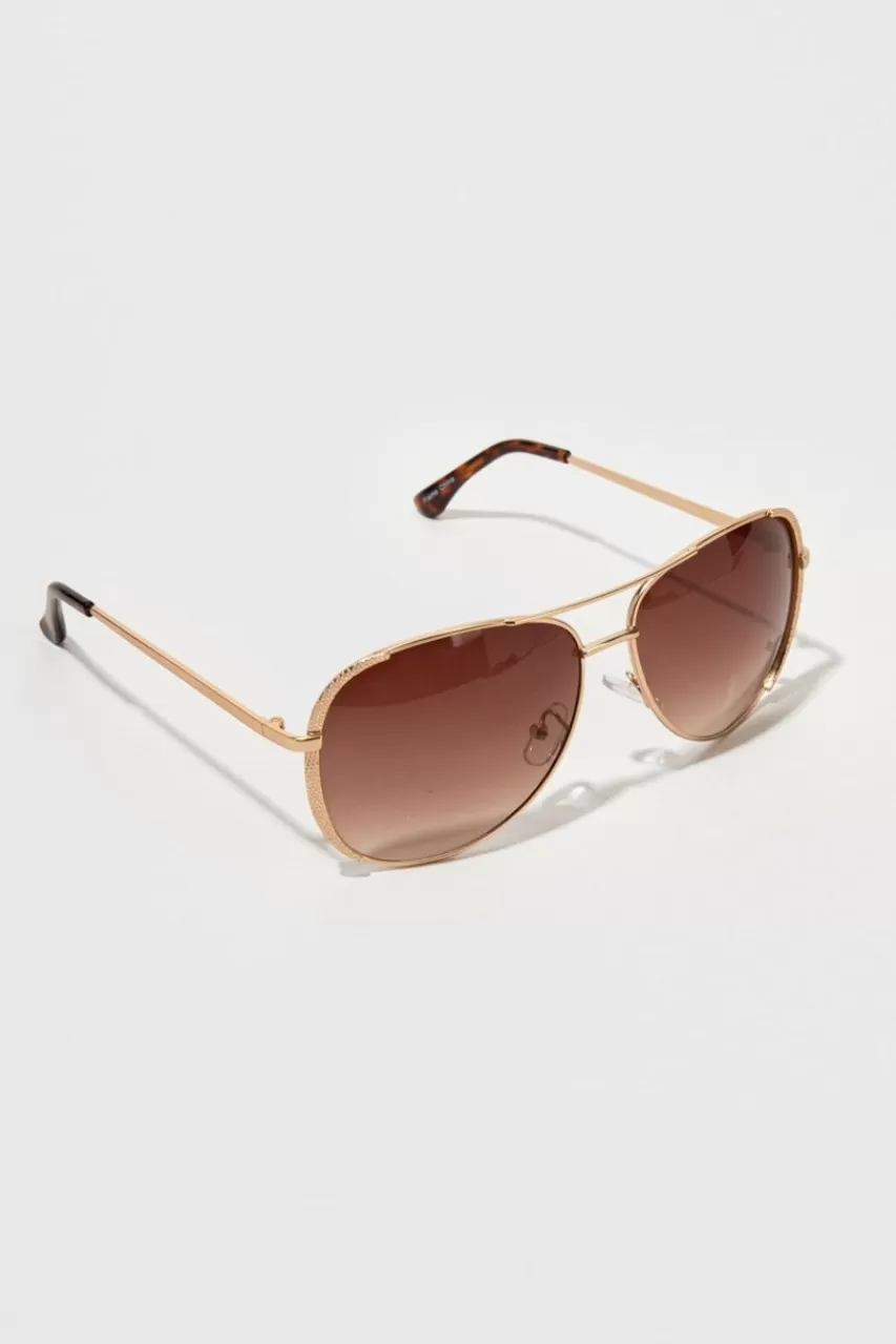 Francesca's Allison Tortoise Shell Handle Metal Aviators