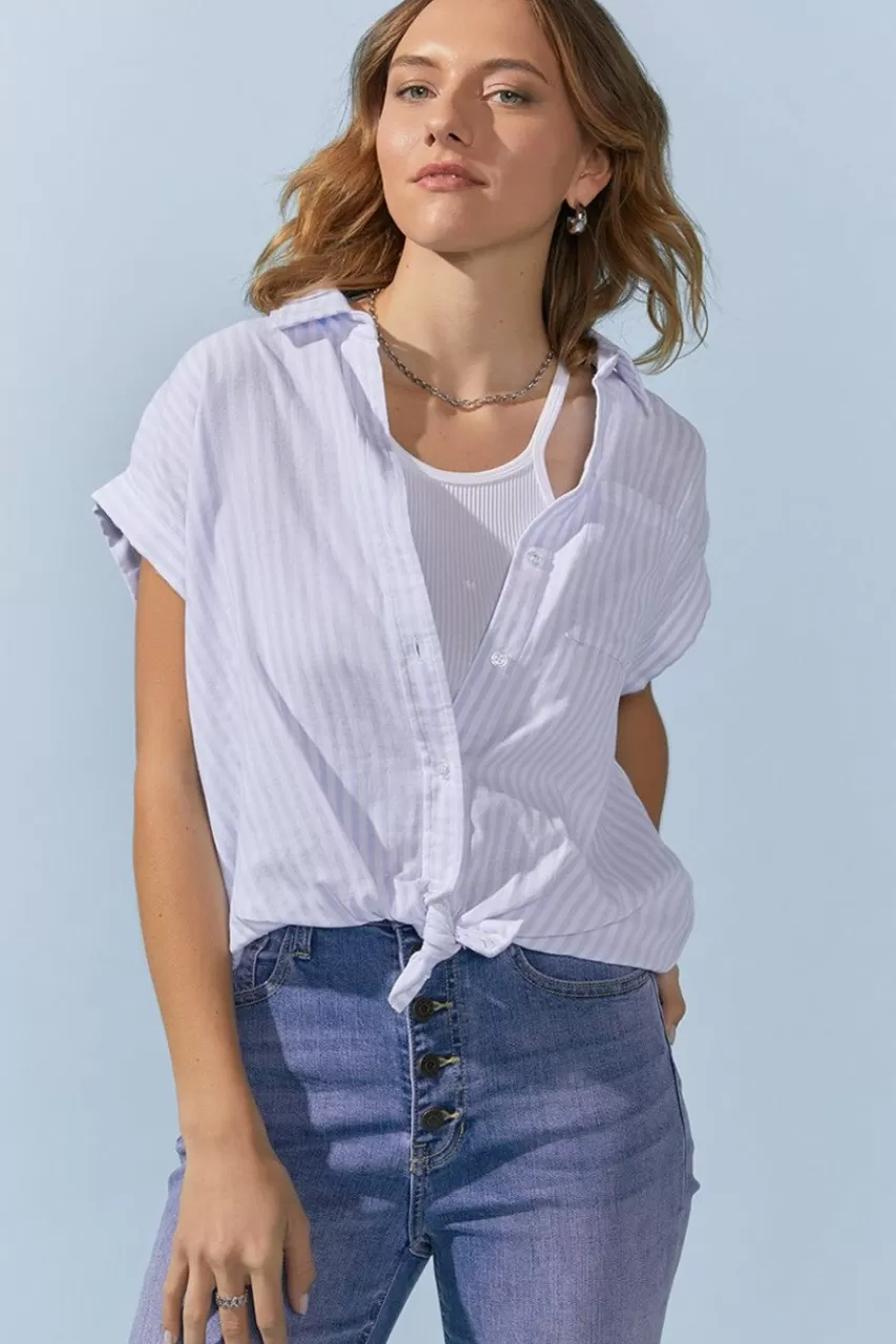 Francesca's Ally Tie Front Button Down Top