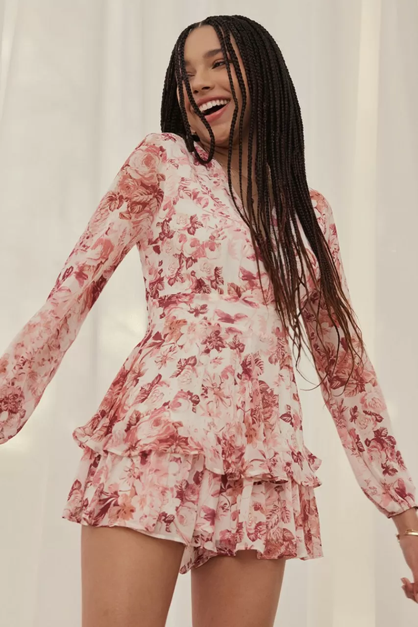 Francesca's Alma Tiered Floral Romper