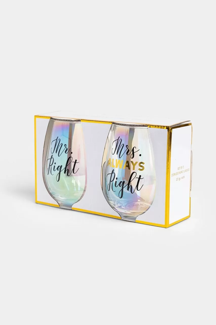 Francesca's Always Right Stemless Wine Glass Set