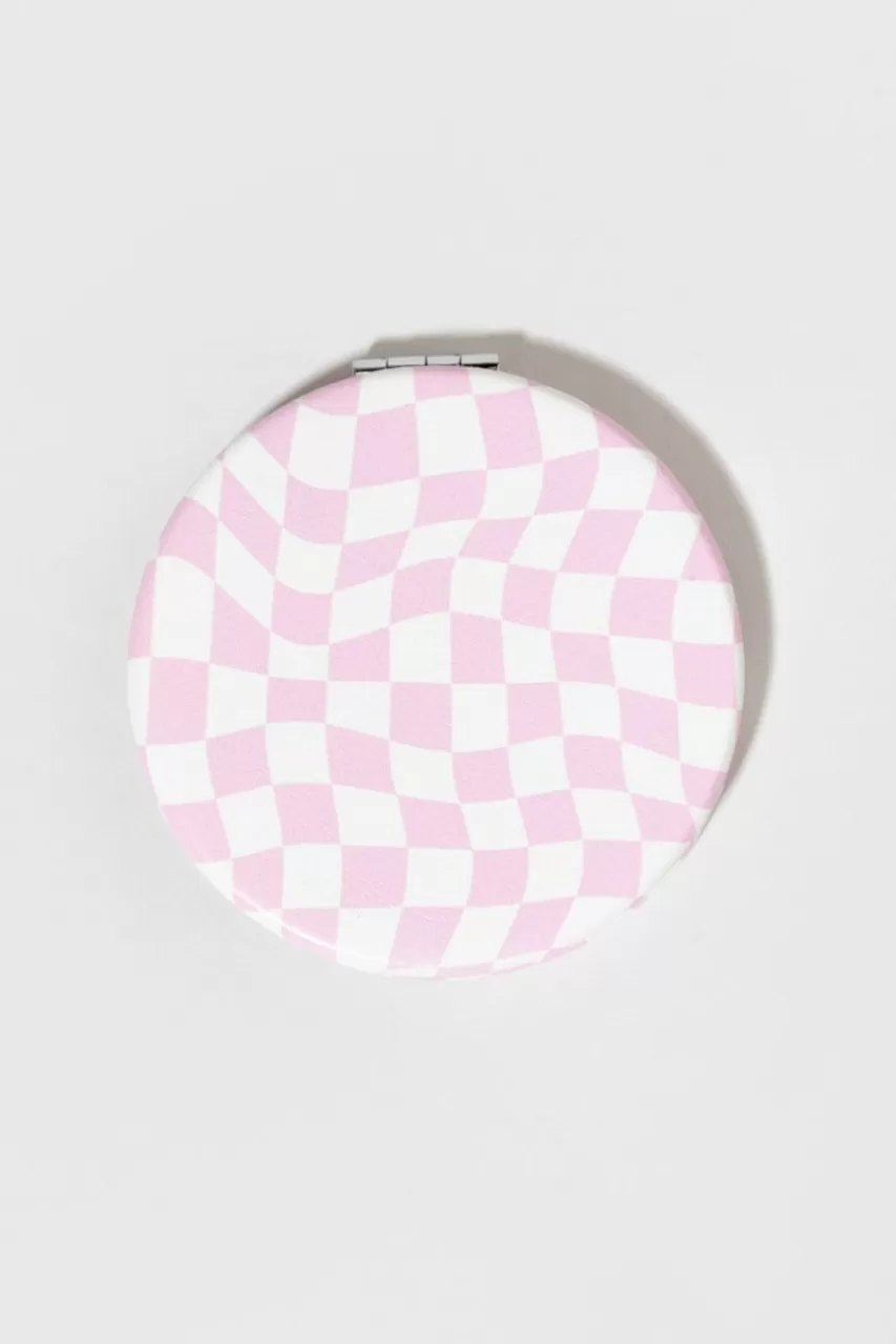 Francesca's Alysa Wavy Checkered Compact Mirror