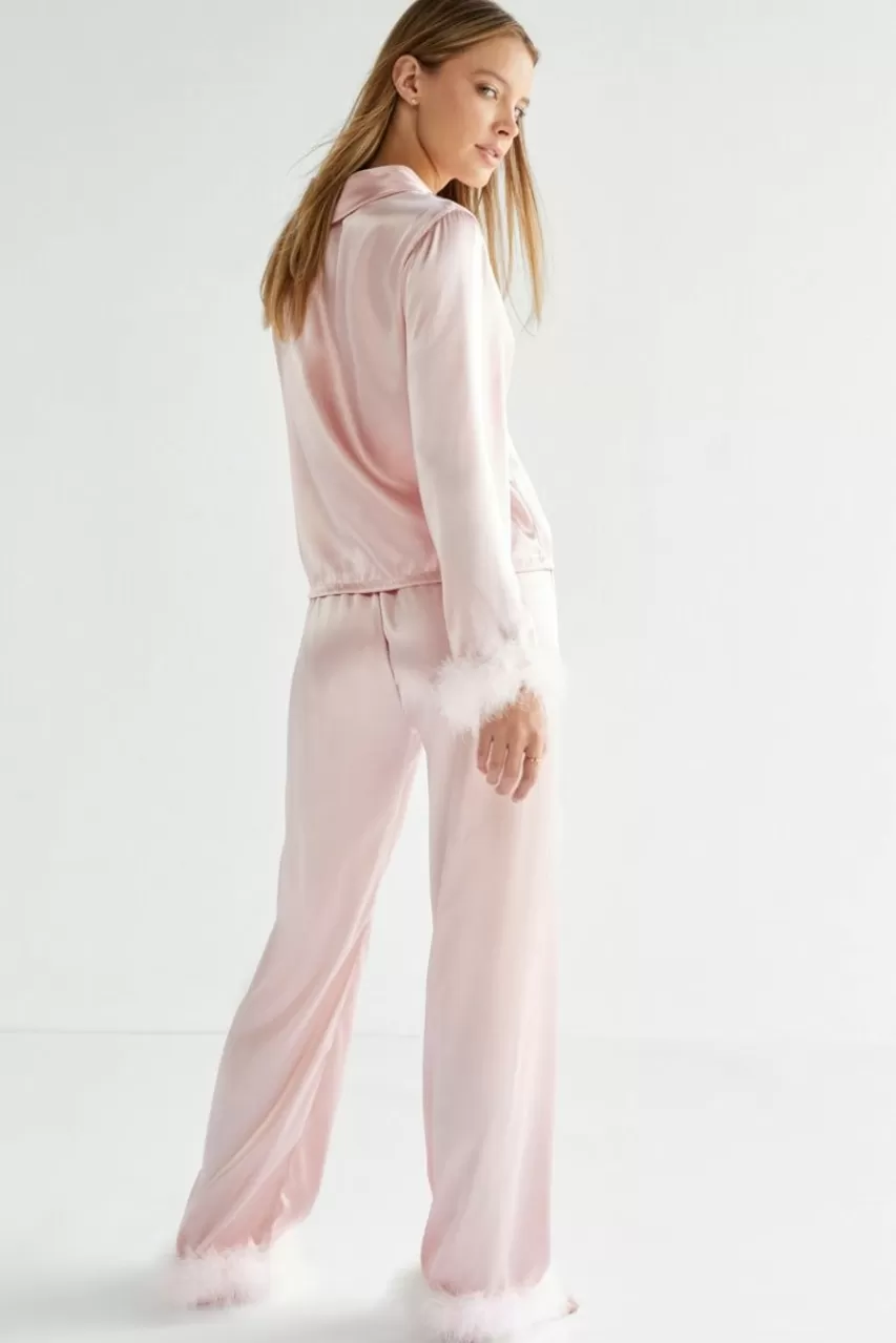 Francesca's Amber Fur Lined Satin Pj Set