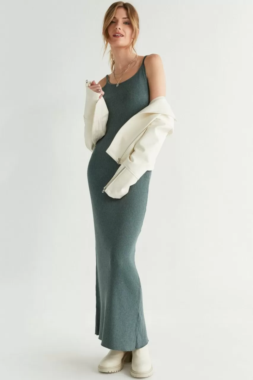 Francesca's Amber Rib Knit Maxi Dress