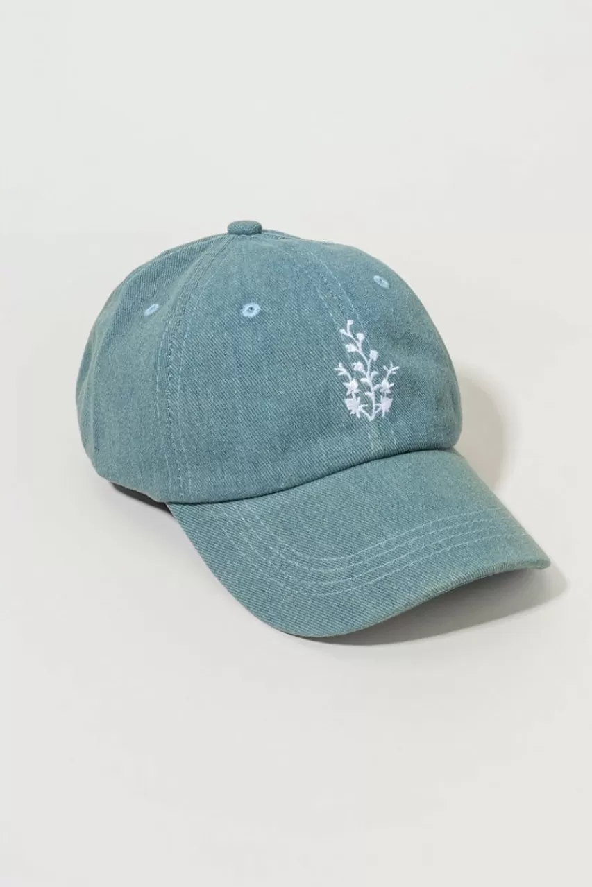 Francesca's Amerie Floral Embroidered Baseball Hat