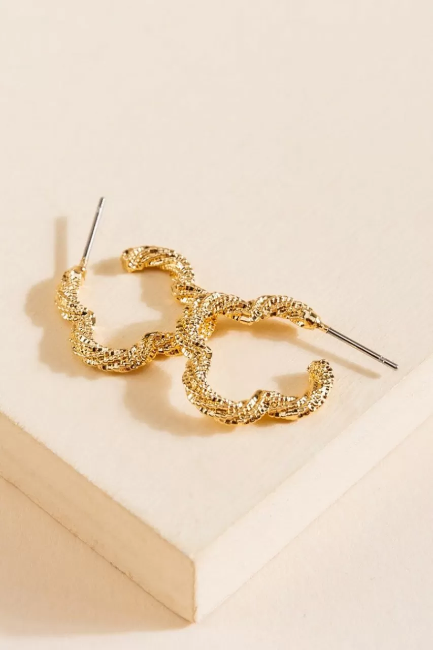 Francesca's Amira Textured Clover Hoop Earrings