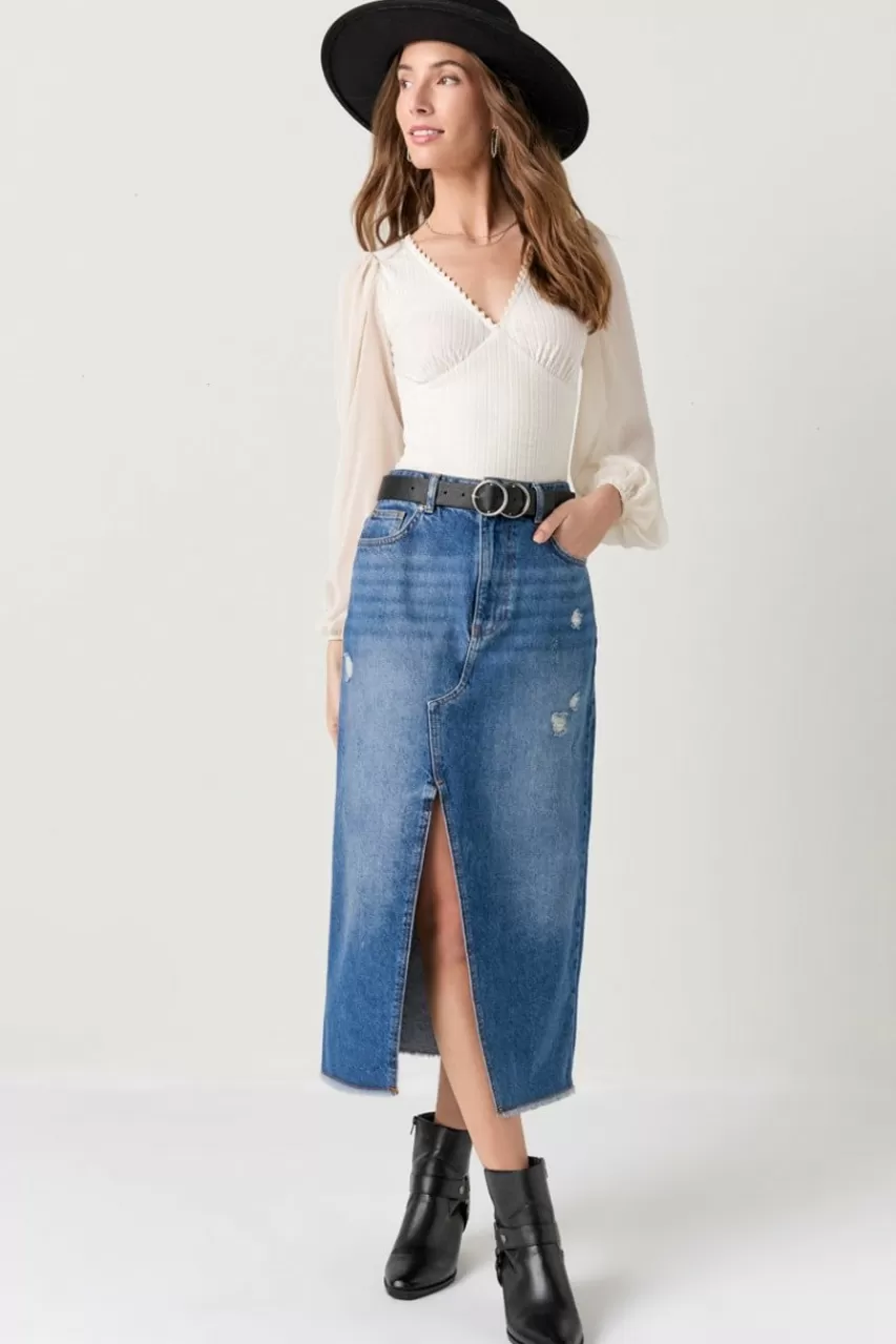 Francesca's Amora Sheer Long Sleeve Rib-Knit Bodysuit