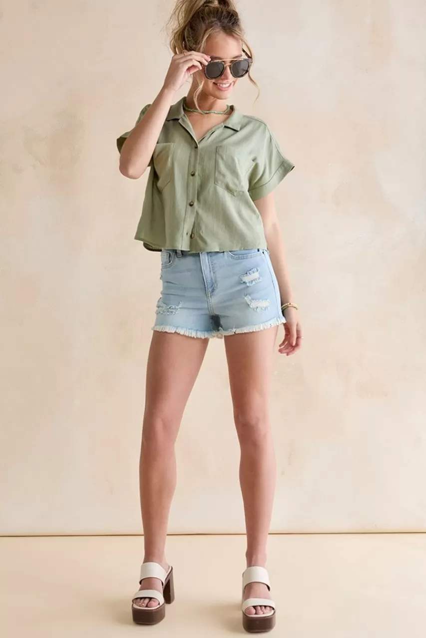 Francesca's Amora Wash Denim Shorts