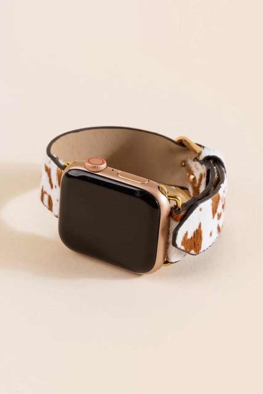 Francesca's Amy Cow Print Leather Watch Band
