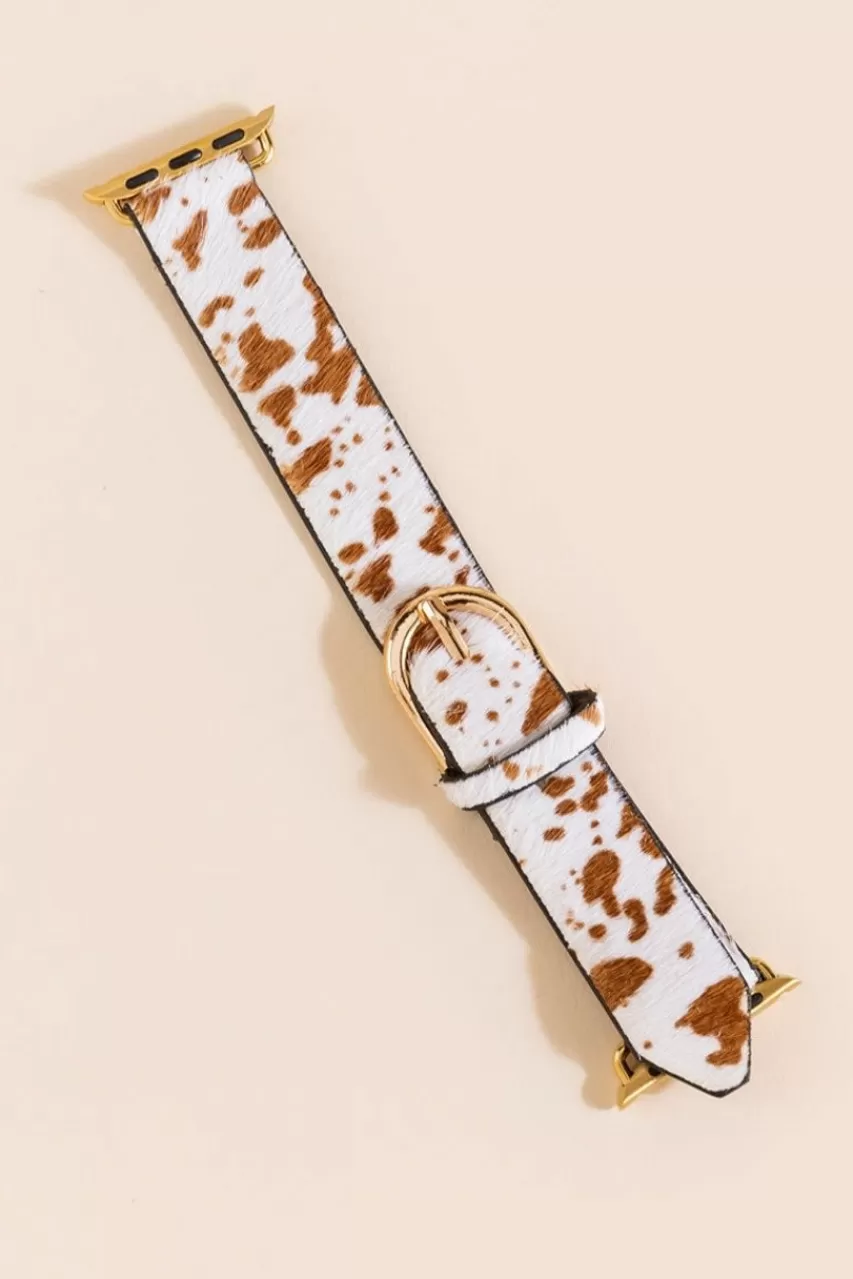 Francesca's Amy Cow Print Leather Watch Band