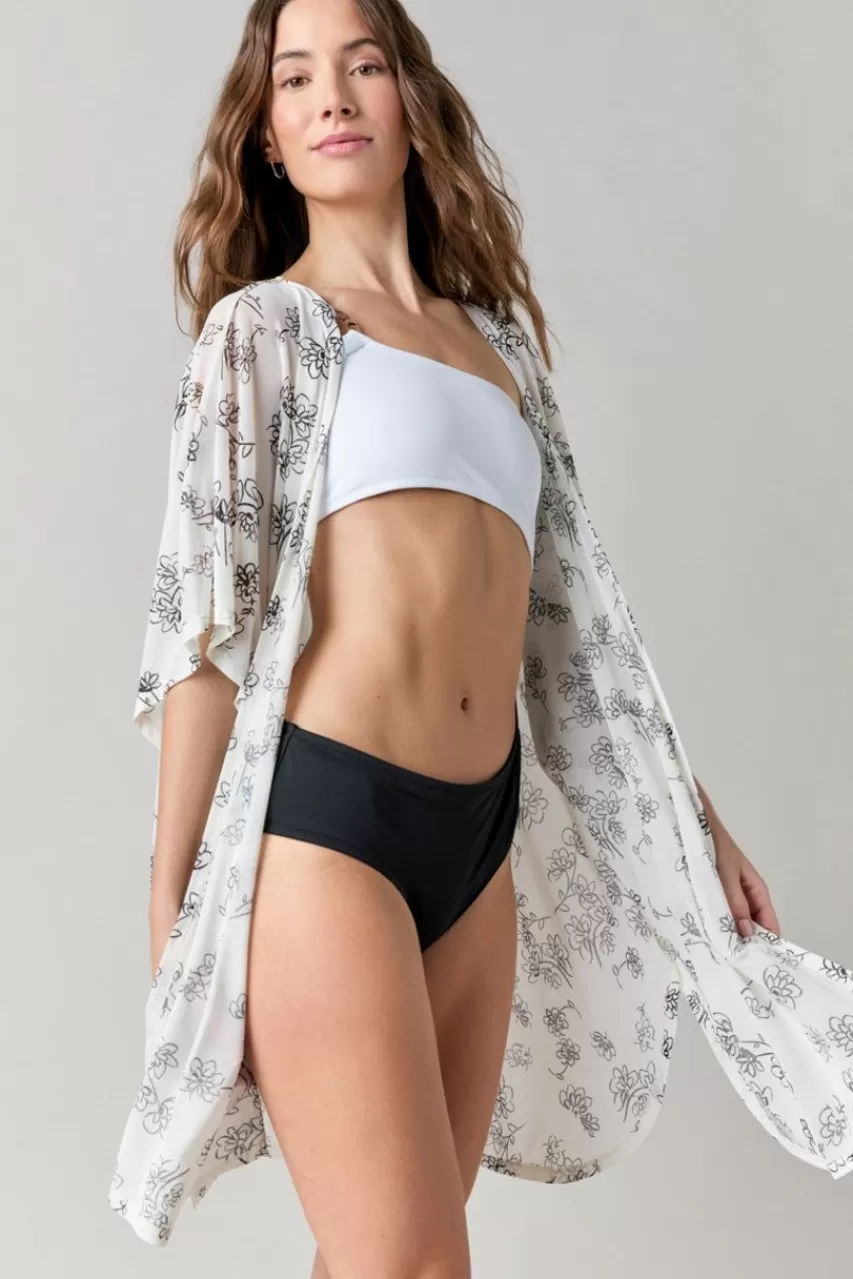 Francesca's Amy Curved Hem Floral Mesh Cover Up