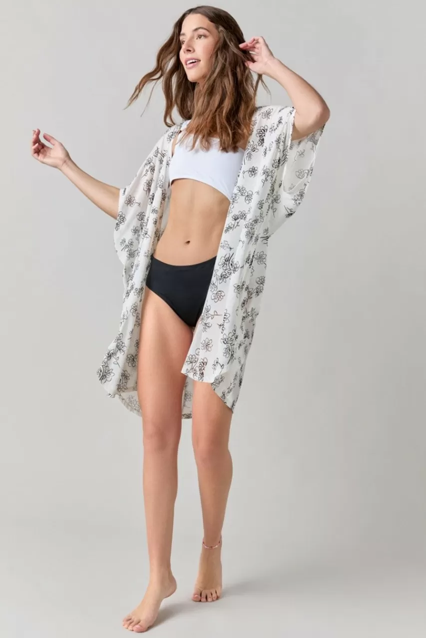 Francesca's Amy Curved Hem Floral Mesh Cover Up