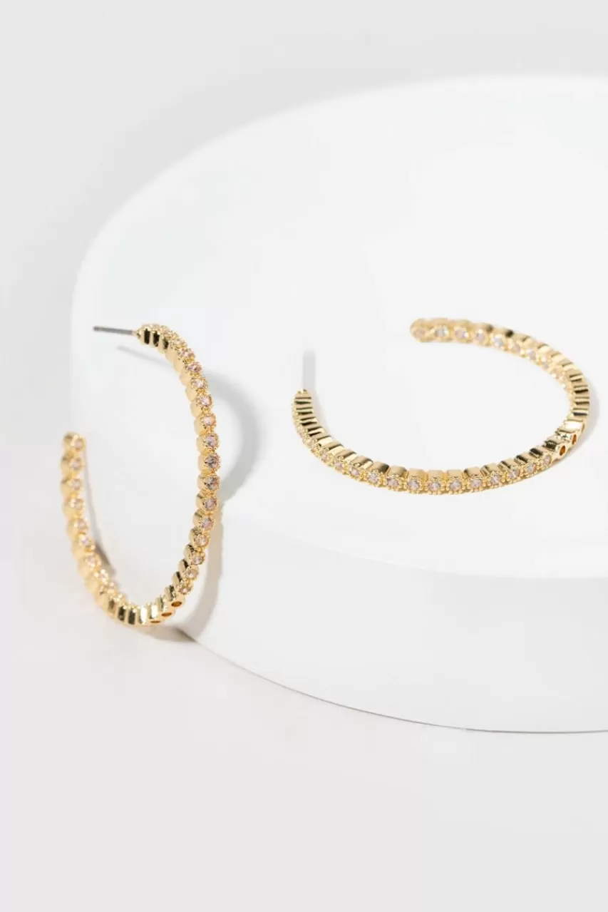 Francesca's Amy Delicate And Crystal Circle Hoops
