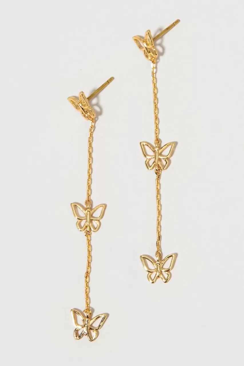 Francesca's Andrea Butterfly Station Linear Drop Earrings