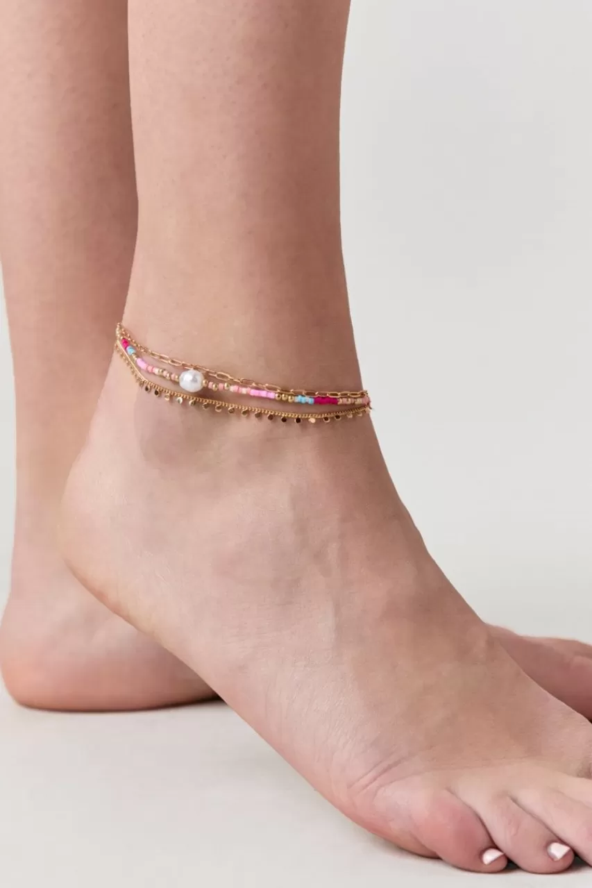Francesca's Angelica Paperclip Bead And Pearl Anklet Pack