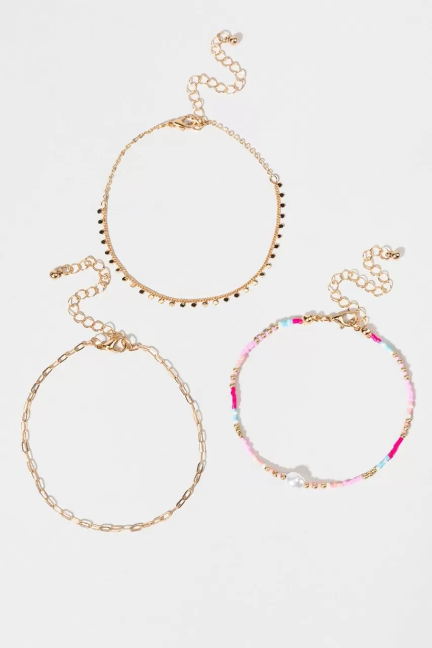 Francesca's Angelica Paperclip Bead And Pearl Anklet Pack