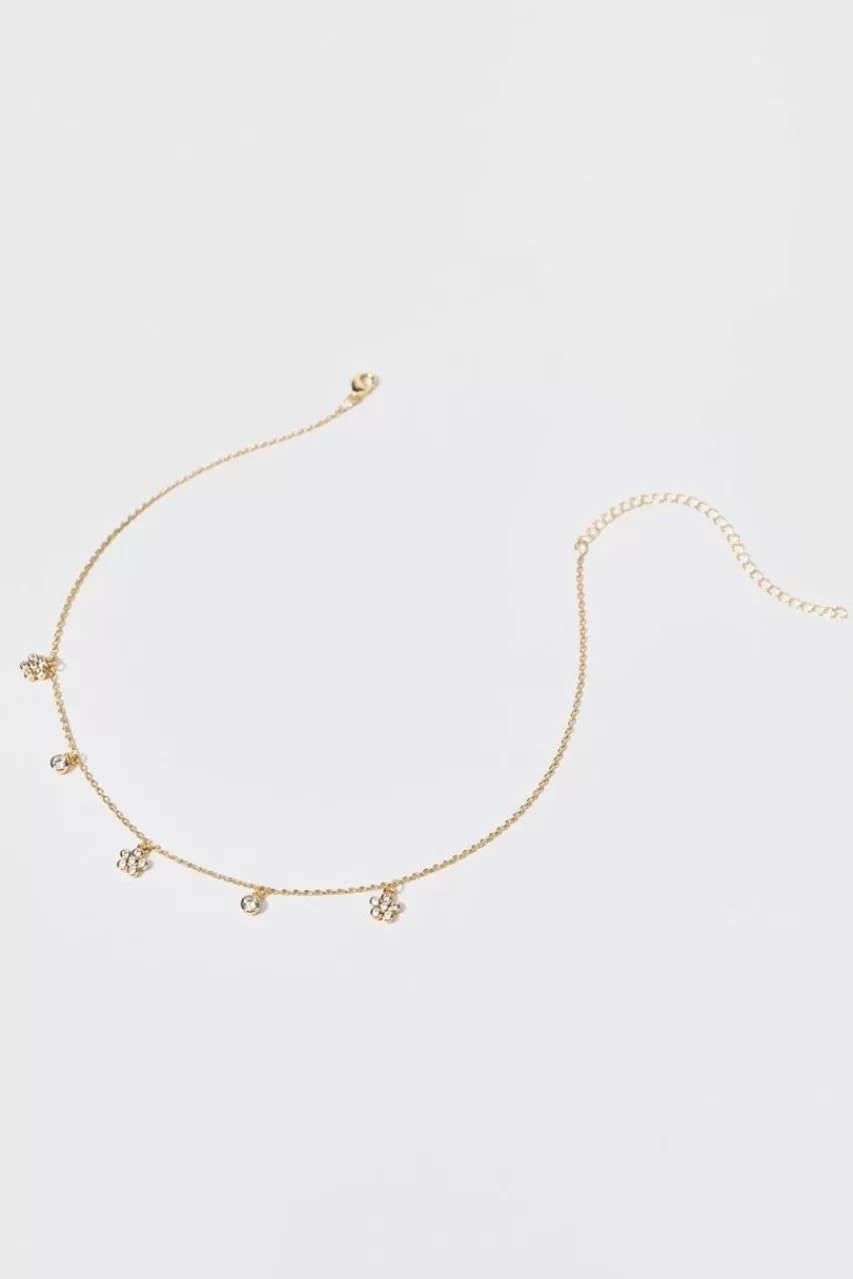 Francesca's Anne Pave Flower Bezel Station Necklace