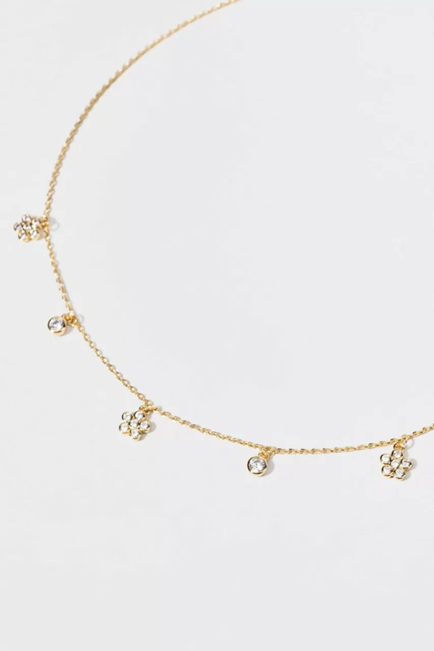 Francesca's Anne Pave Flower Bezel Station Necklace