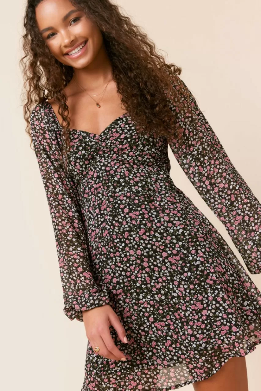 Francesca's Arlene Cinch Front Floral Mini Dress