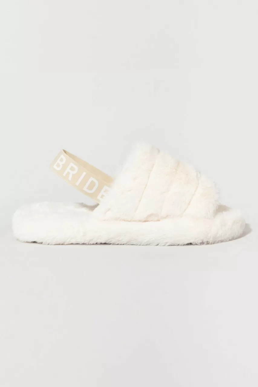 Francesca's Ashley Bride Strap Fuzzy Slippers