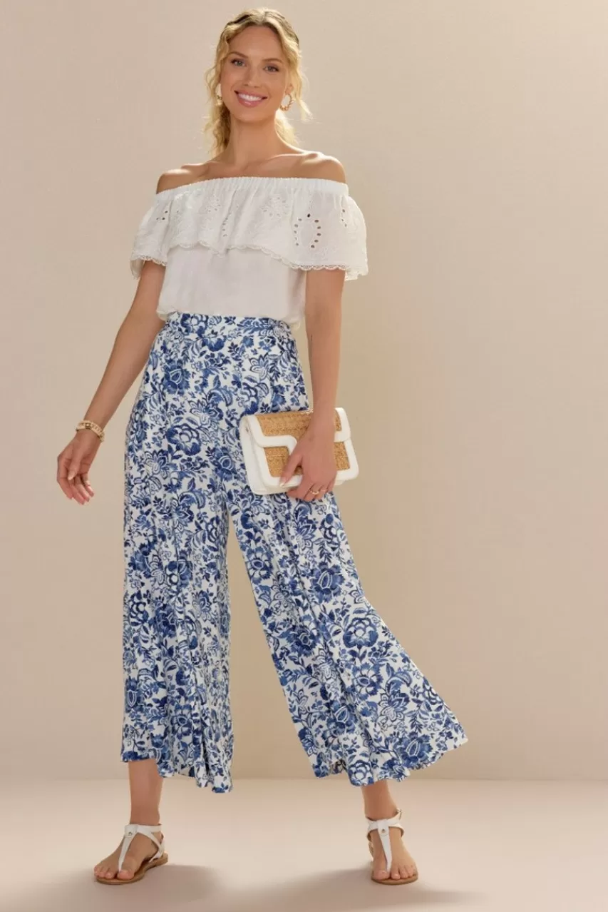 Francesca's Aurelia Paisley Print Wide Leg Pants