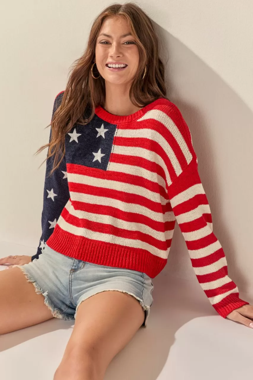Francesca's Aurora American Flag Pullover