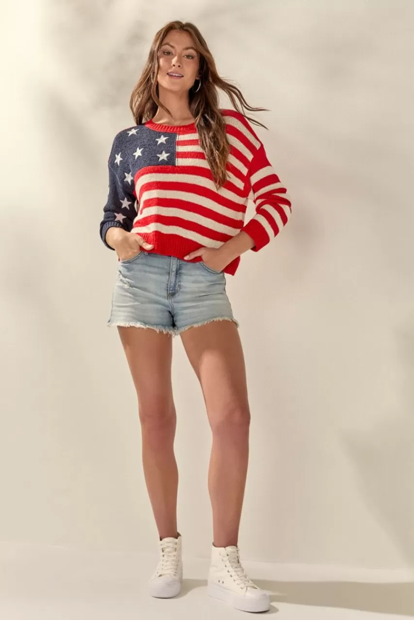 Francesca's Aurora American Flag Pullover