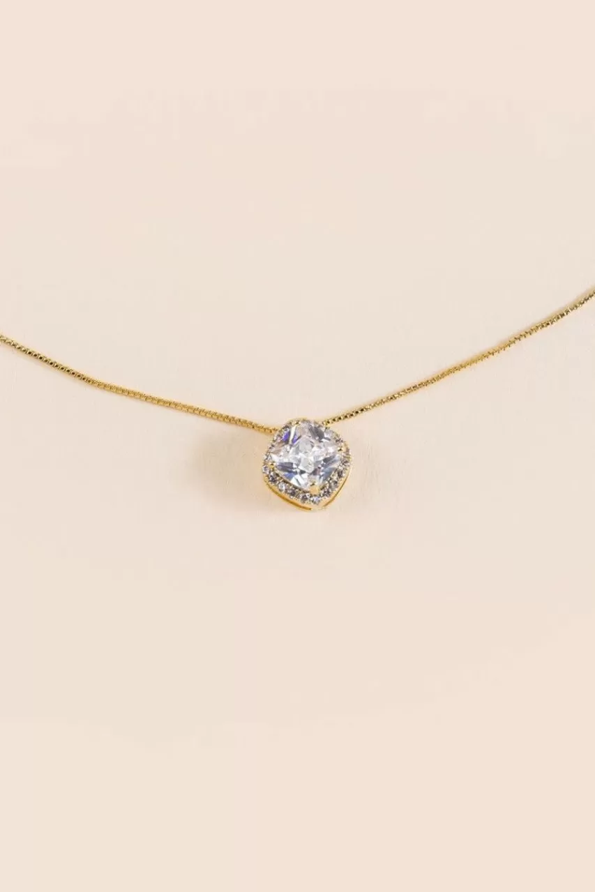 Francesca's Avery Halo Cz Pendant 14K Dipped Necklace