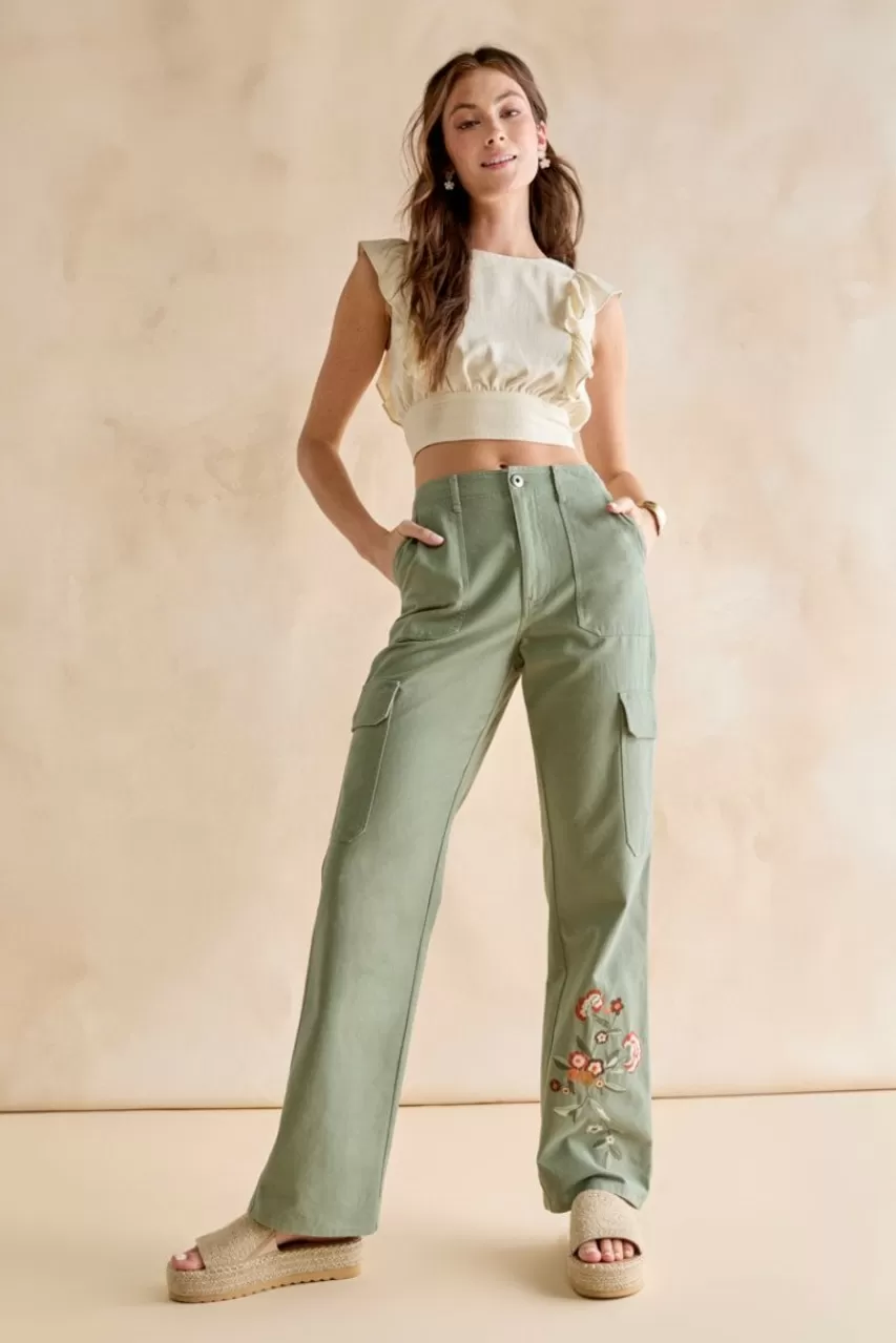 Francesca's Azura Embroidered Camo Joggers
