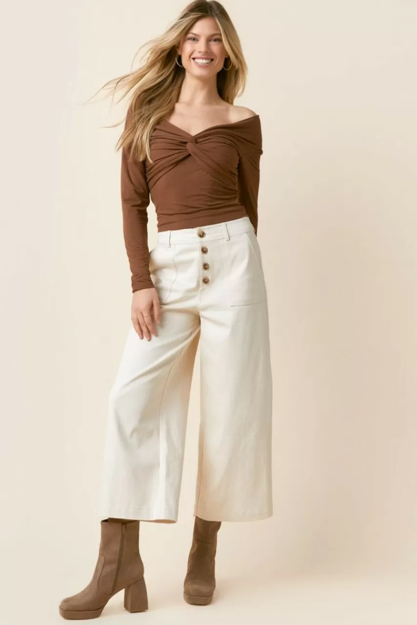 Francesca's Belinda Front Button Cullote Pants