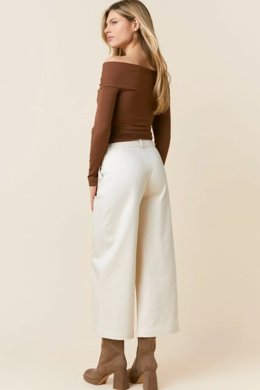 Francesca's Belinda Front Button Cullote Pants