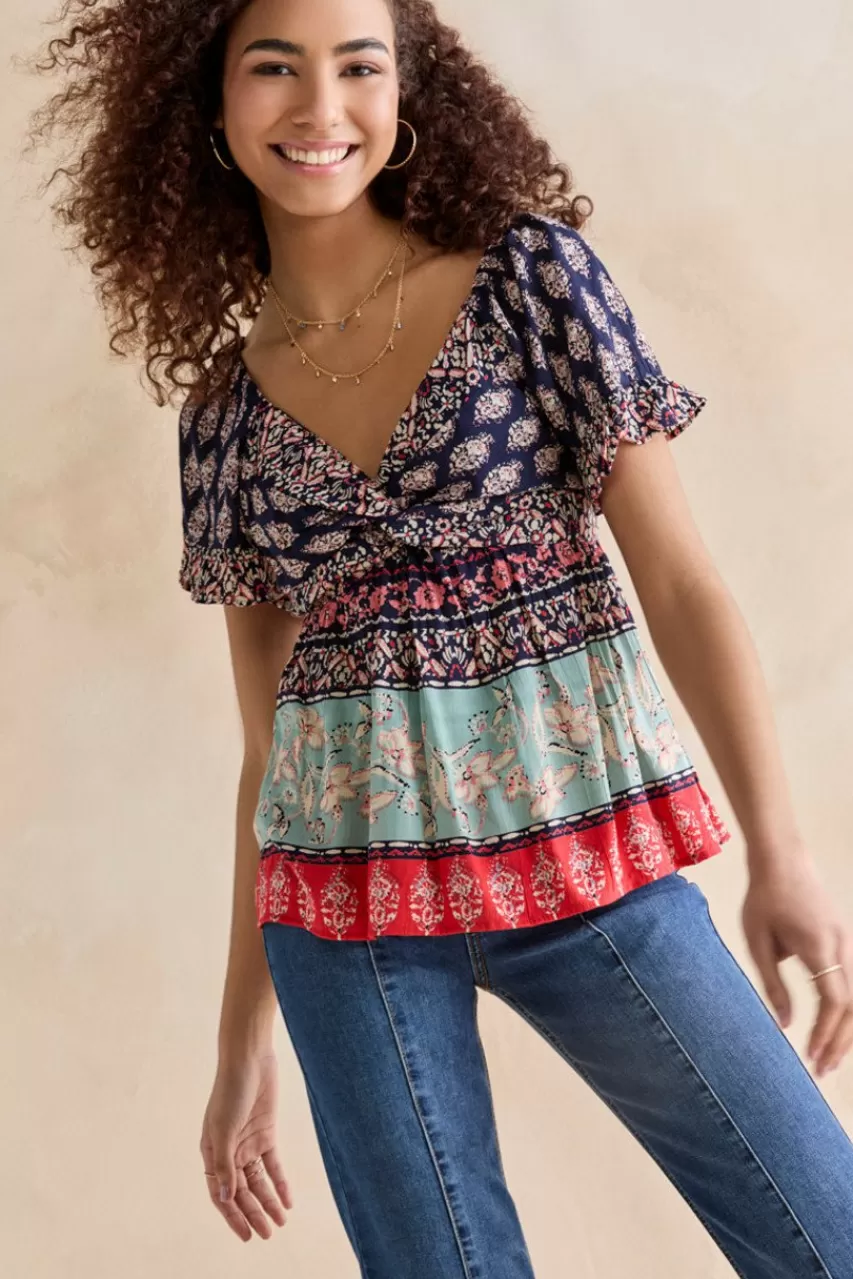 Francesca's Belle Print Tiered Blouse
