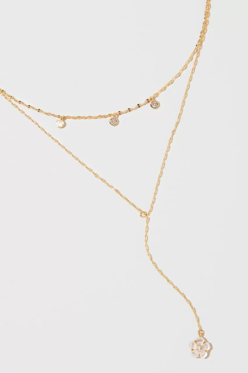 Francesca's Bernadette Flower Bezel Necklace