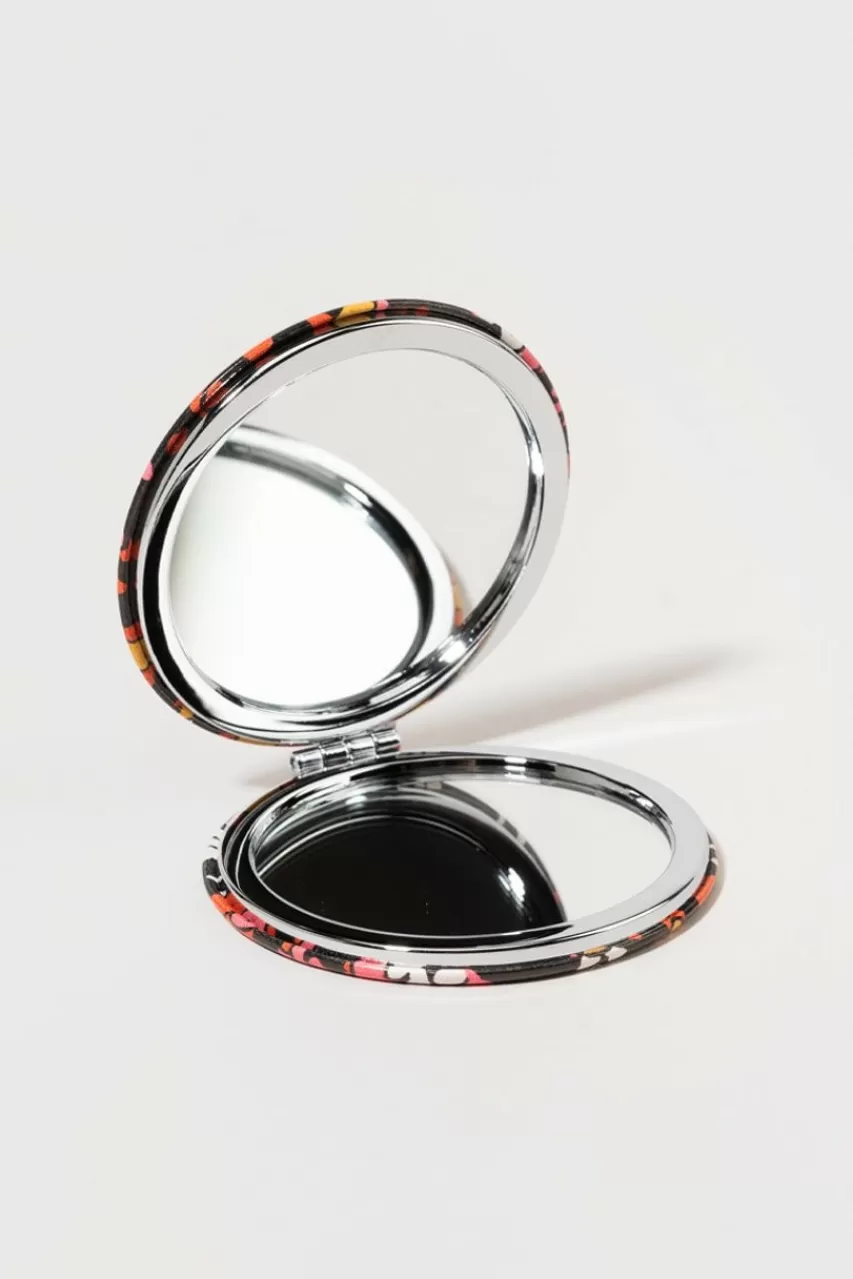 Francesca's Black Psyche Floral Compact Mirror