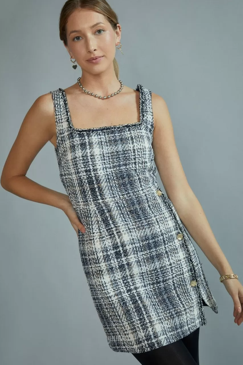 Francesca's Blaire Square Neck Tweed Mini Dress