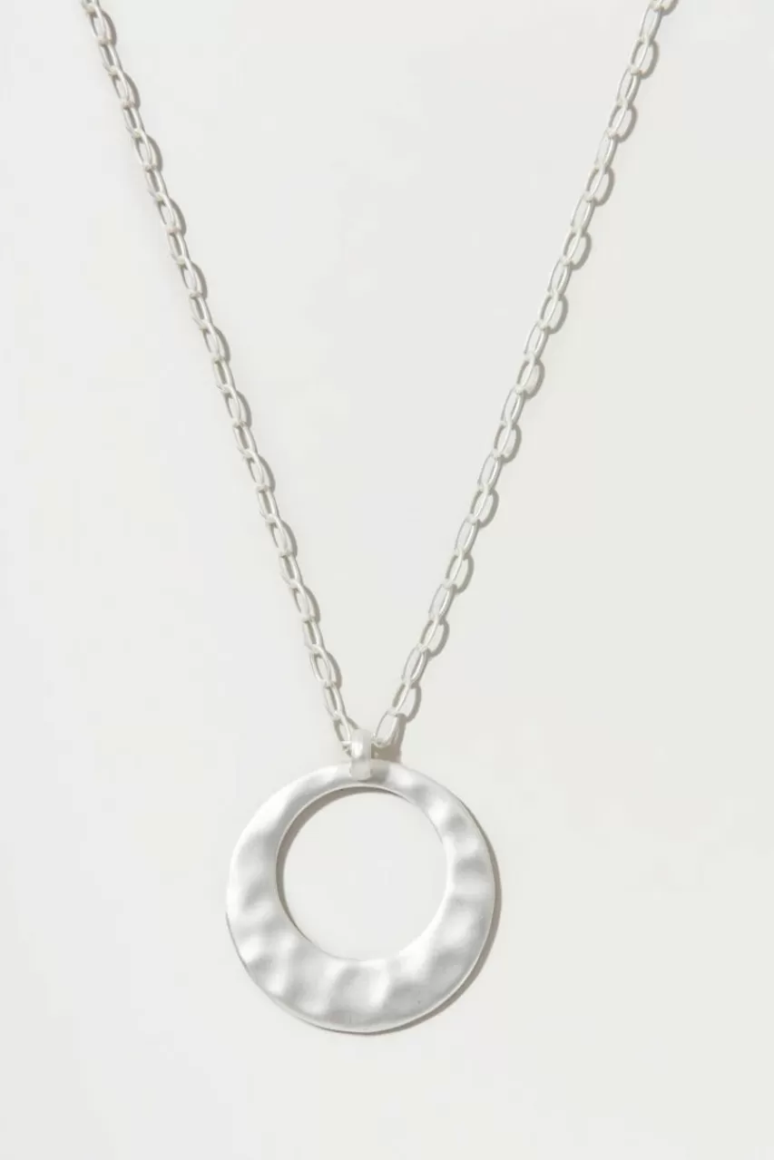 Francesca's Blake Hammered Circle Long Pendant Necklace