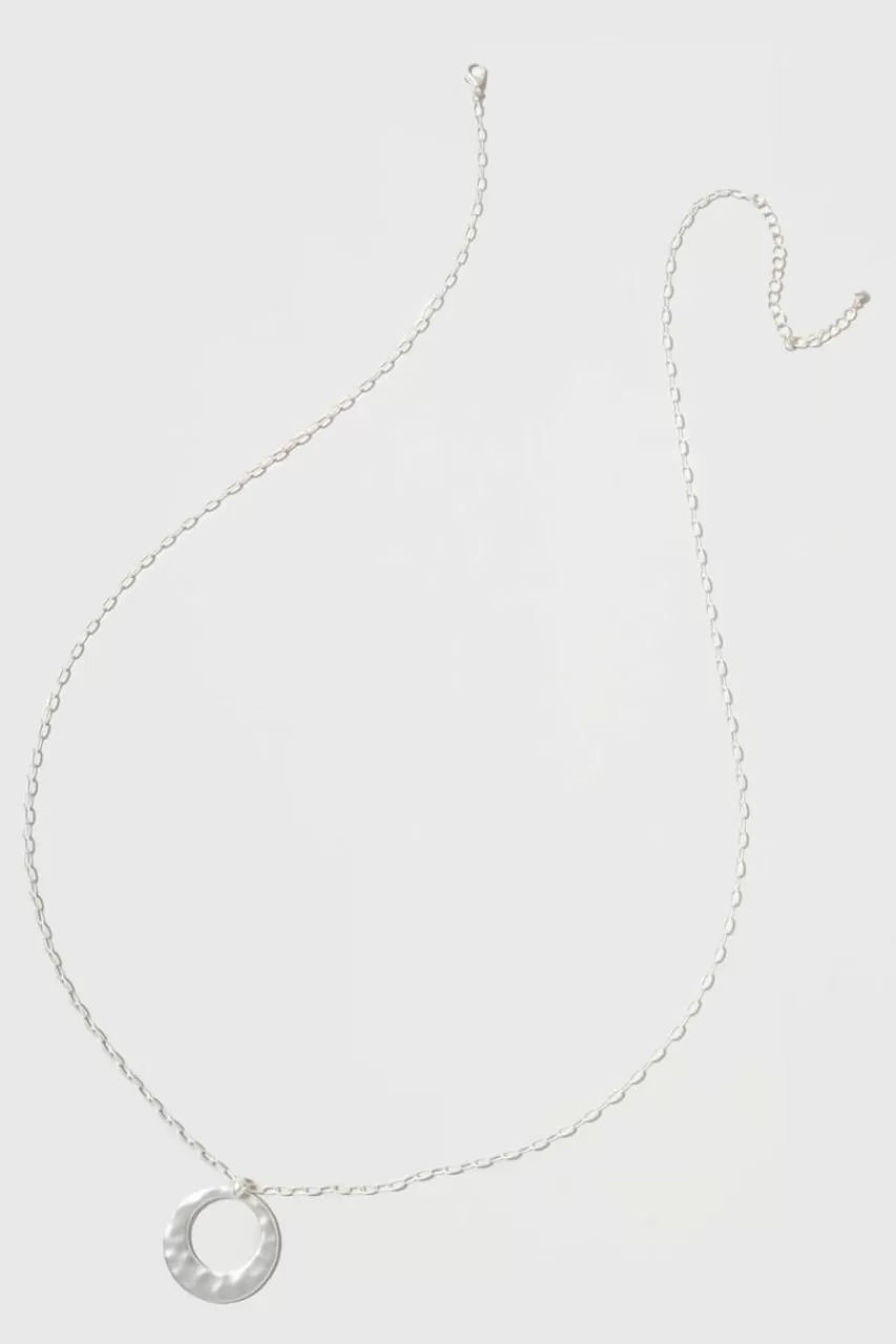 Francesca's Blake Hammered Circle Long Pendant Necklace