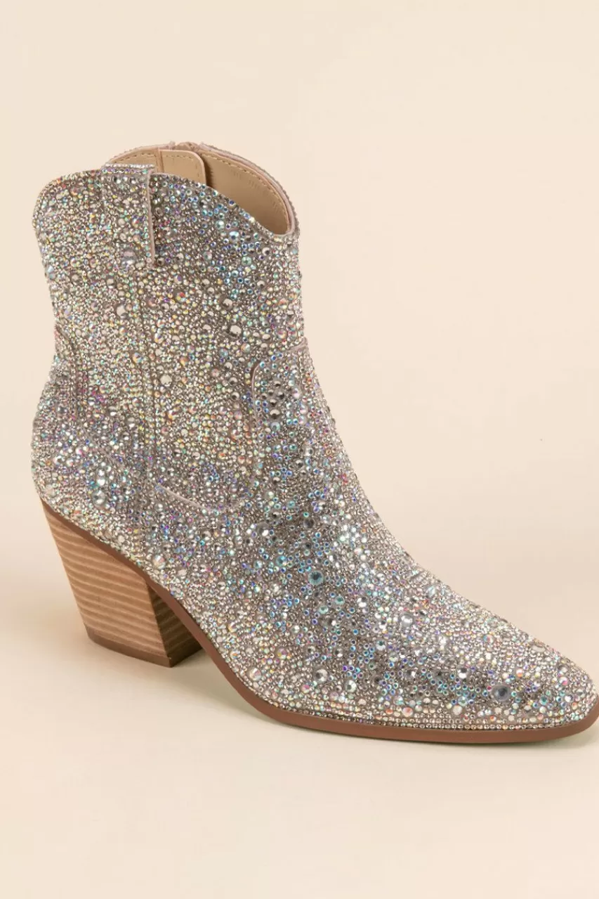 Francesca's Blue By Betsey Johnson Diva Rhinestone Western Boot