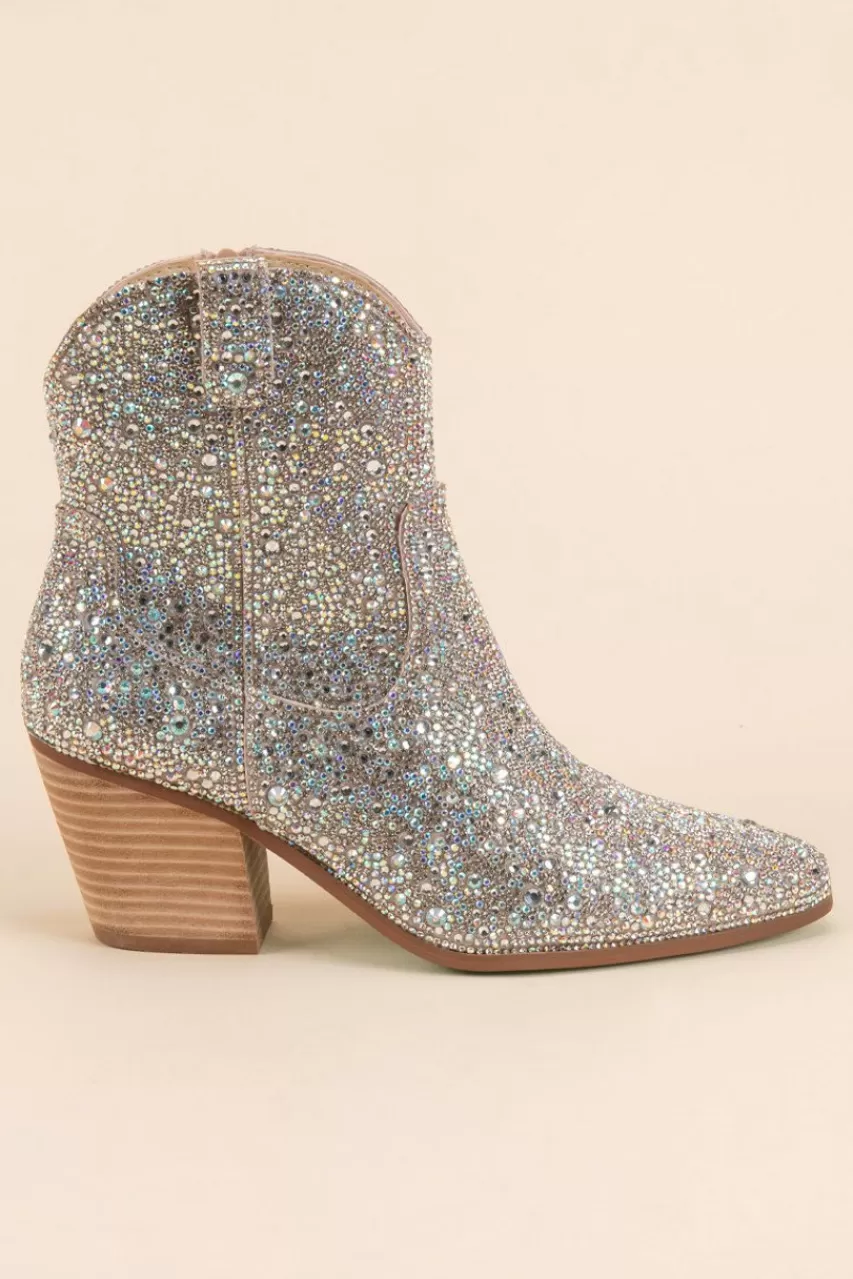 Francesca's Blue By Betsey Johnson Diva Rhinestone Western Boot