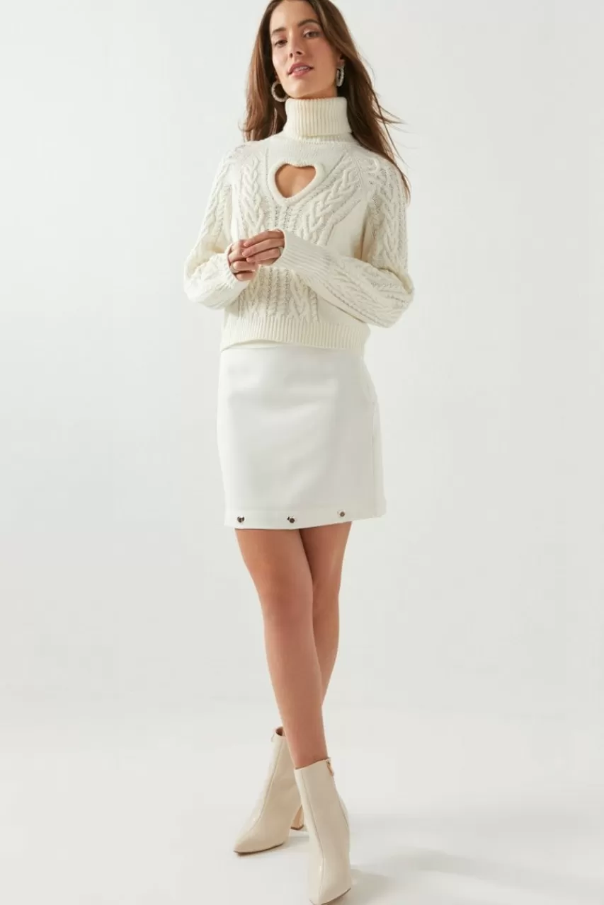 Francesca's Bobbie Heart Embellished Mini Skirt