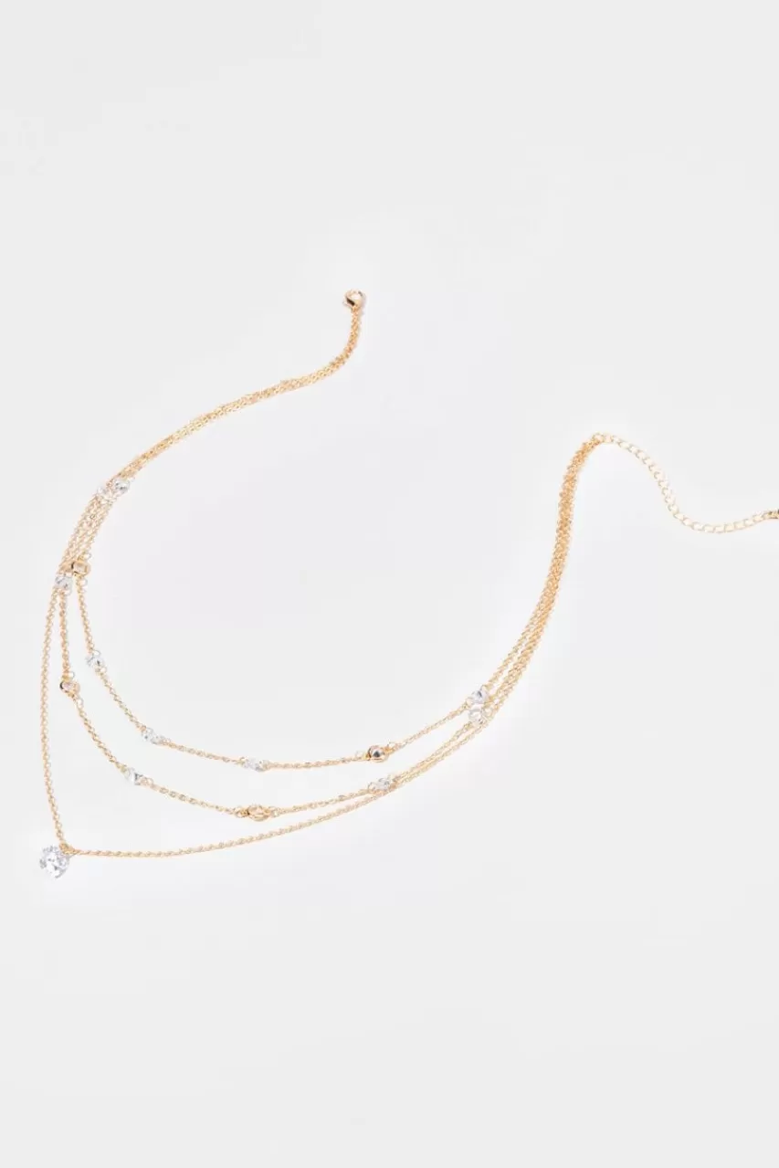 Francesca's Brandy Floating Glass Layered Necklace