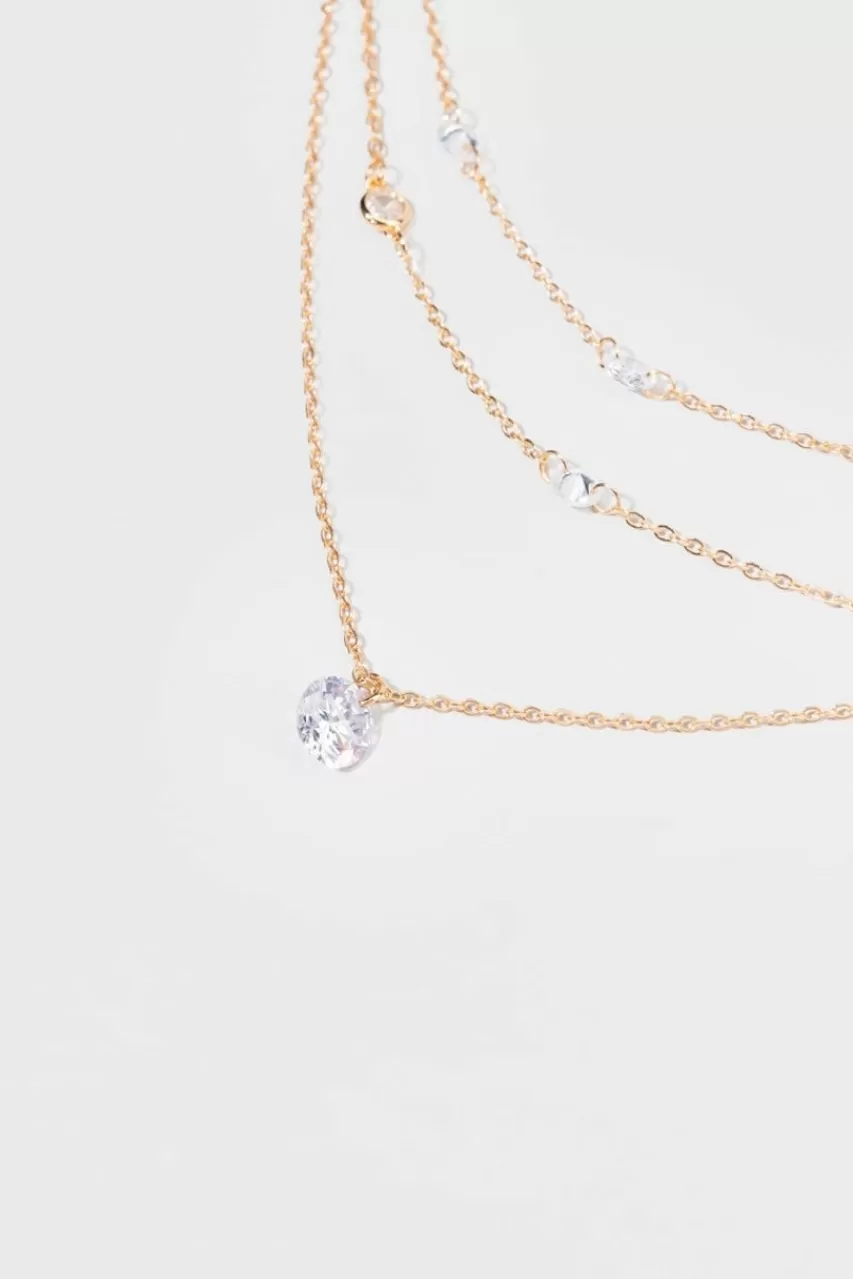 Francesca's Brandy Floating Glass Layered Necklace